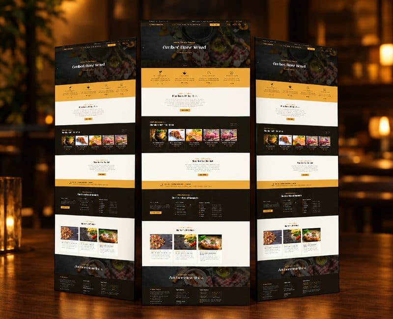 Amber Hearth wood fired kitchen website preview