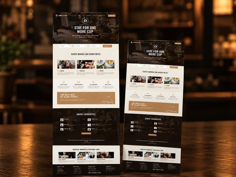 Ember & Oak coffee house website preview