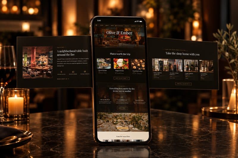 Olive & Ember restaurant website preview