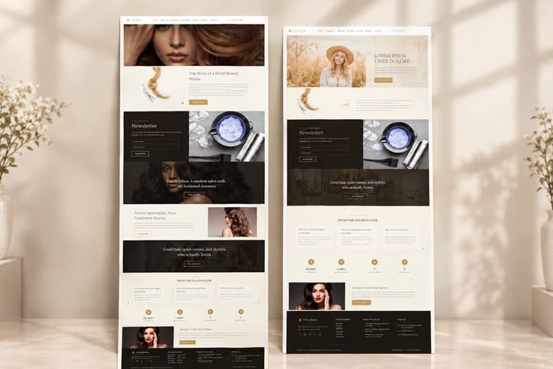 Velora hair and beauty salon website preview
