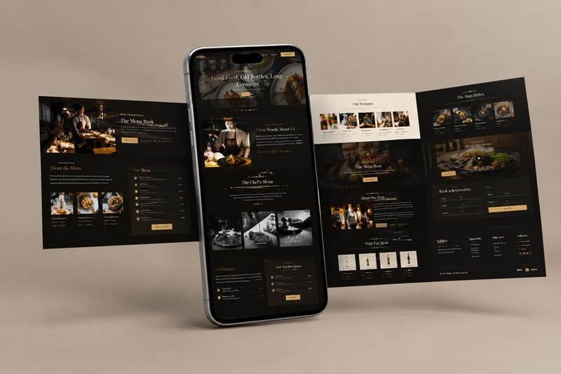 Vespera restaurant and wine bar website preview